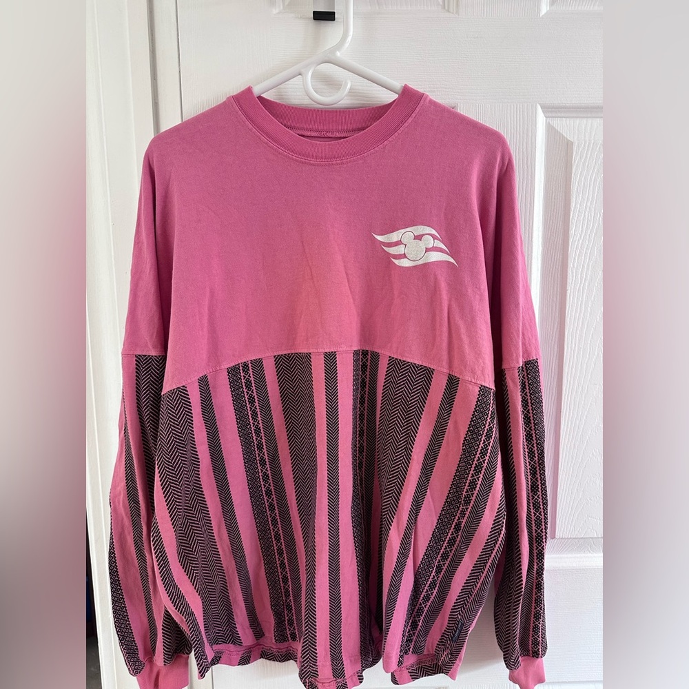 Pink and Black Striped Long Sleeve Shirt
